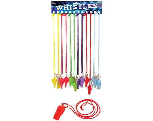5.5cm NEON WHISTLE WITH STRING 12S